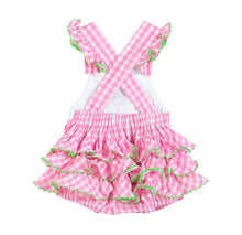 Pink Bunny Face Gingham Bubble Ruffle Romper | 6-12M 12-18M