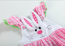 Pink Bunny Face Gingham Bubble Ruffle Romper | 6-12M 12-18M