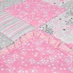 3-Piece Baby Crib Bedding Set for Girls Luxury Microfiber Floral Pink Dream