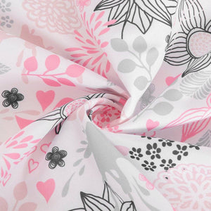 3-Piece Baby Crib Bedding Set for Girls Luxury Microfiber Floral Pink Dream