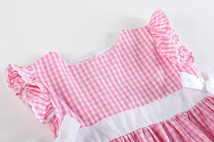 Light Pink Gingham A-Line Bow-Waist Dress | 4T 5Y 6Y