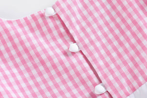 Light Pink Gingham A-Line Bow-Waist Dress | 4T 5Y 6Y