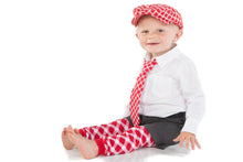 Red Plaid Leg Warmers, Cabbie Hat Neck Tie Set | 1-3 Years