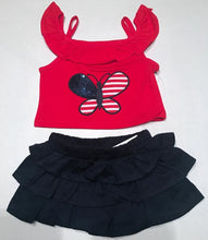 Red & Navy Patriotic Americana Butterfly Ruffle Short Set | 12 18 24 Months