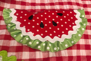 Red Seersucker Watermelon Applique Dress | 2T or 4T