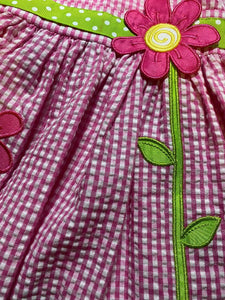 Fuchsia Check Seersucker Halter Dress Set | 18 Months