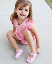 Pink Leather Ruffled Mary Janes Shoes | Size 2
