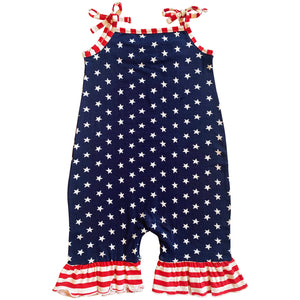 Stars and Stripes Patriotic July 4th Romper | 6-12M 12-18M 18-24M