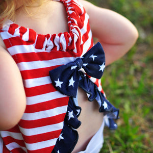 4th of July Swing Tank Top with Ruffle Trim & Bow | 3-6M 12-18M 2/3T