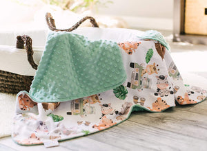 Safari Baby & Toddler Green Minky Blanket | 30x40