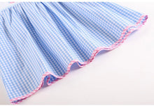 Blue Gingham Sleeveless Smocked Dress with Embroidered Pink Sailboats | 3T
