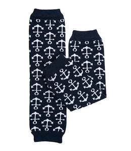 Nautical Anchor Navy and White Leg Warmers * One Size