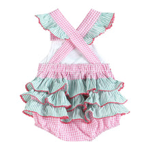 Pink & Green Gingham Watermelon Smocked Ruffle Romper | 3-6 Months