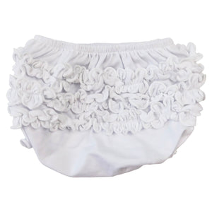 White Knit Ruffled Butt Bloomers | 12-18 Months