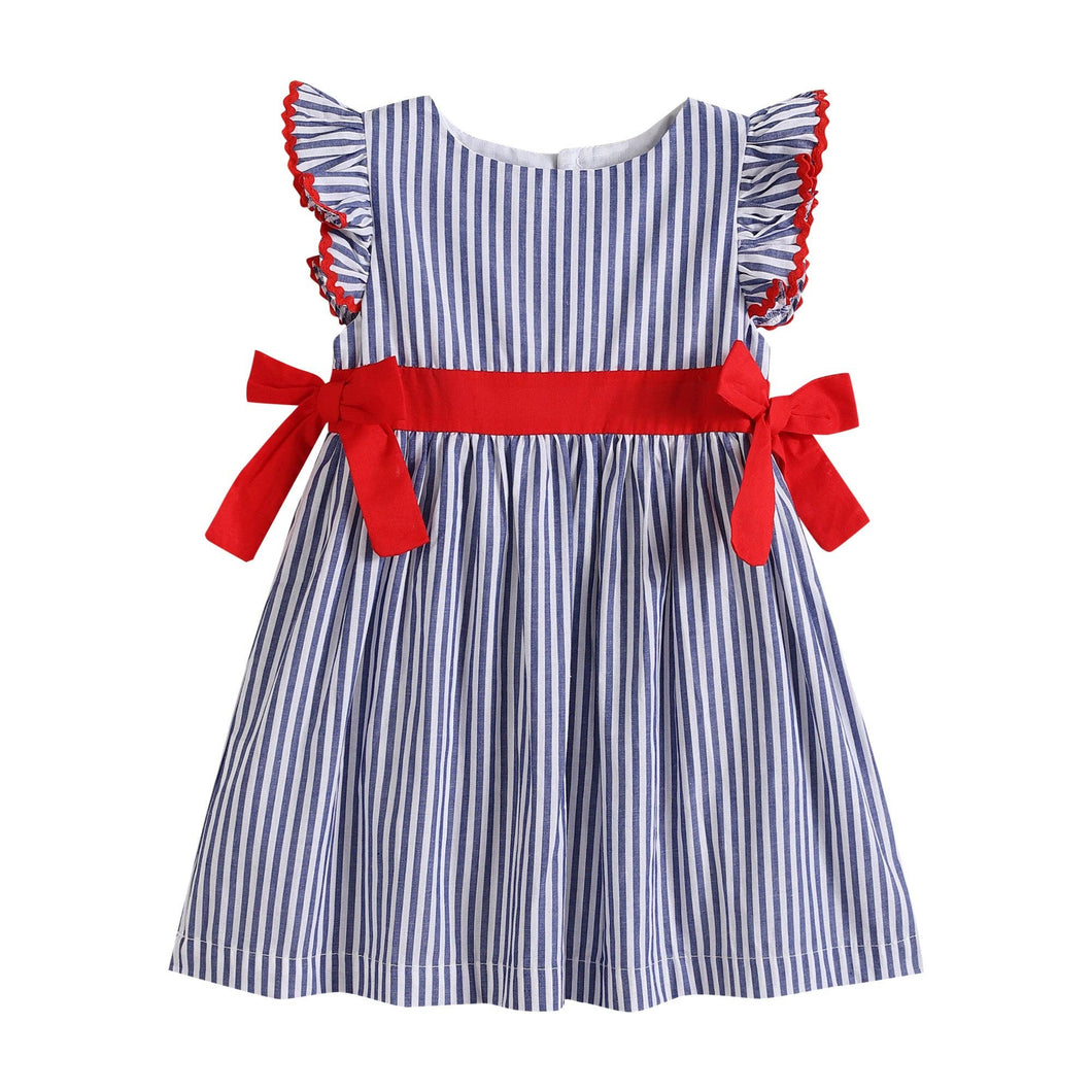 Navy Blue Stripe and Red A-Line Dress | 2T 4T 5Y 6Y Little Footprints Children's Shop Navy Blue Stripe and Red A-Line Dress | 2T 4T 5Y 6Y Little Footprints Children's Shop