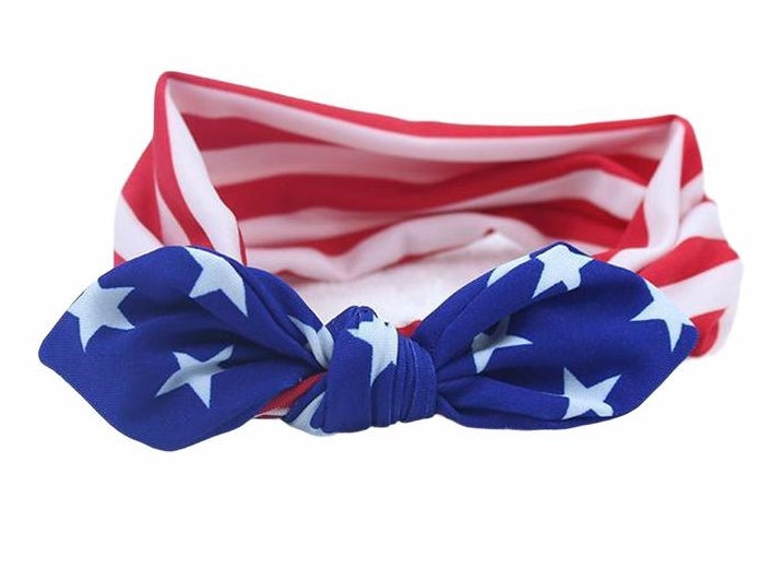 Patriotic American Flag Bow Knot Headband