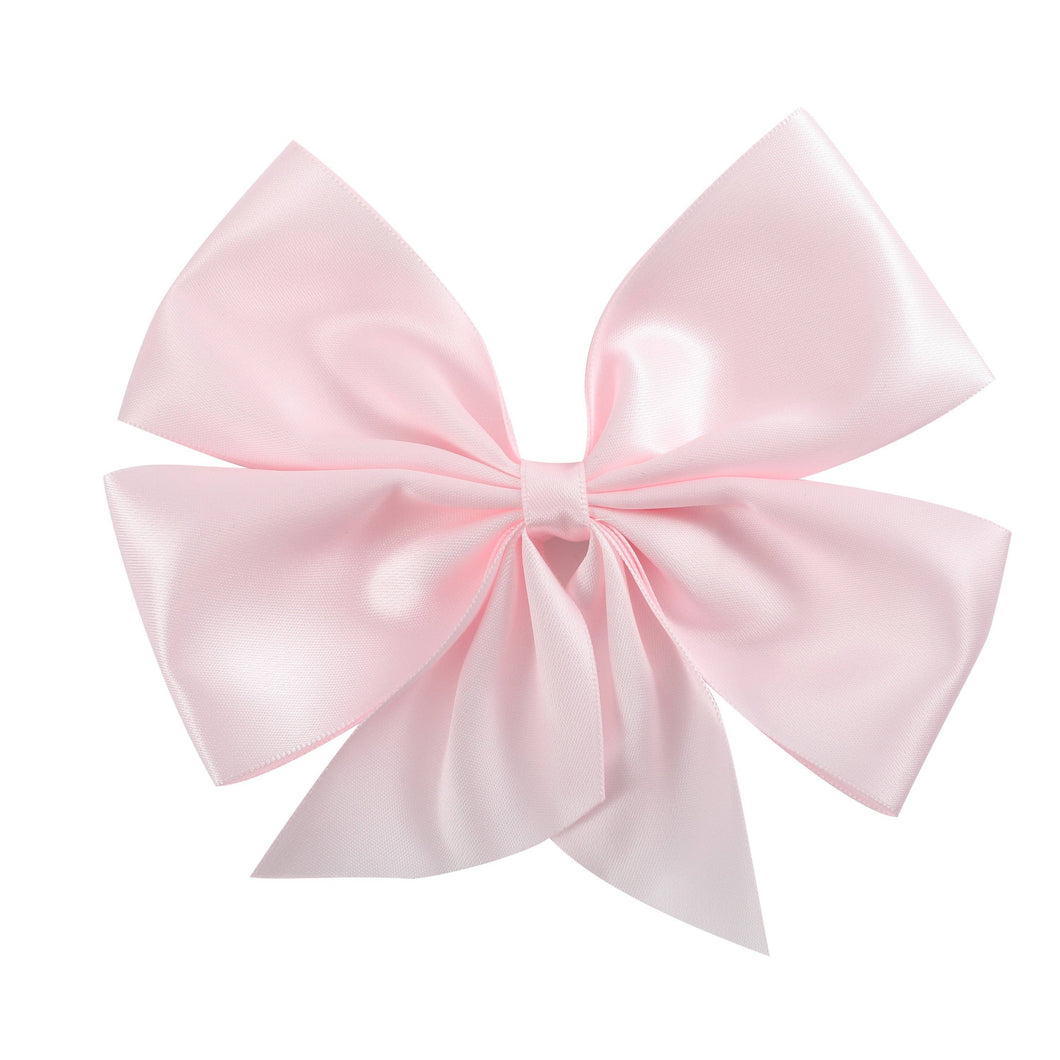 Powder Pink Satin Large Bow Hair Clip 5 1/2