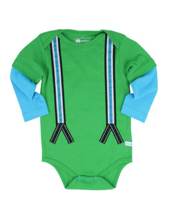 Green Suspender Applique Bodysuit | 0-3M 3-6M 6-12M 12-18M 18-24M