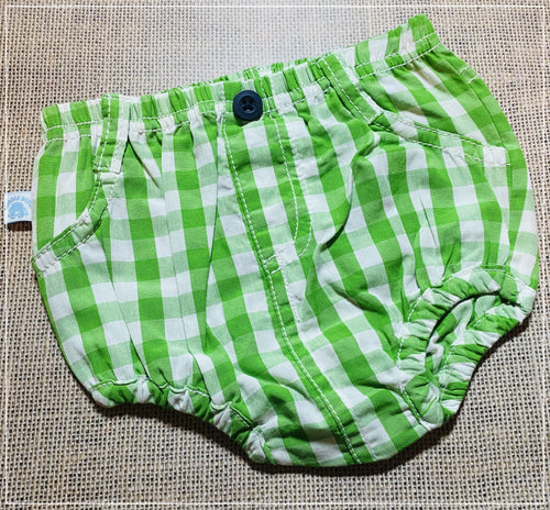 Green Gingham Diaper Cover | 3-6M 6-12M 12-18M
