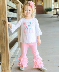 Pink 3-Ruffle Flare Pants | 6-12M 18-24M