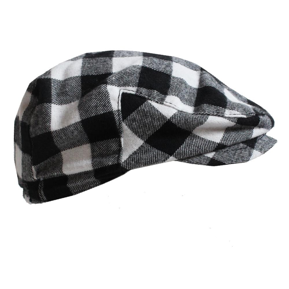 Black & White Buffalo Plaid Cabbie Hat by juDanzy | 6-12M 1-4Y