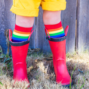 Bright Rainbow Stripe and Stripe Tube Socks Set by juDanzy * 12-24M 2-4Y 4-6Y