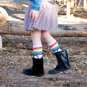 Bright Rainbow Stripe and Stripe Tube Socks Set | 12-24M 2-4Y 4-6Y