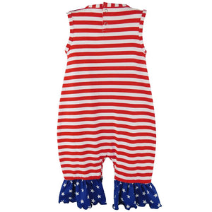 Fourth Of July Heart America Flag Baby Girls' Romper by AnnLoren * 6-12 Months