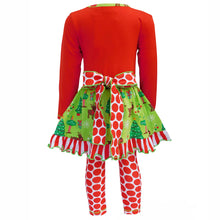 Two-Piece Red and Green Christmas Tree & Polka Dot Set | 2/3T