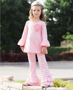 Pink & White Striped Flare Pants | 2T 3T 4T