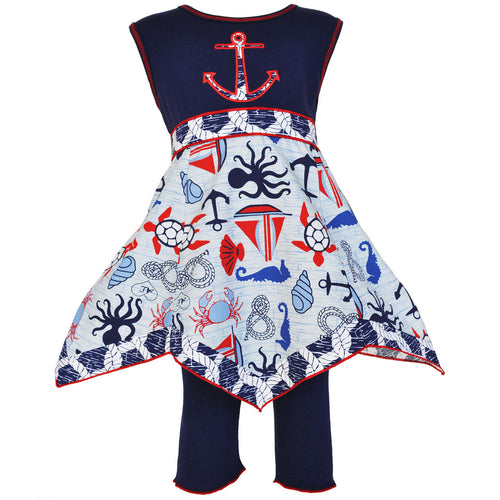 Boutique Seaside Nautical Hanky Dress & Legging Set | 24 Months 2/3T