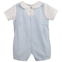 Blue Check Romper with Side Tabs and Hat | Preemie Newborn 3 6 9 Months