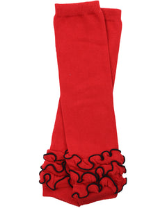 Red and Black Ruffled Leg Warmers by juDanzy * 8" or 12"