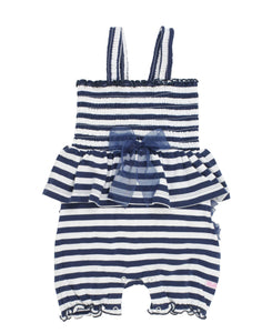 Navy Striped Fit and Flare Romper | 3-6M 6-12M 12-18M
