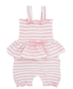 Pink Striped Fit and Flare Romper | 3-6M 6-12M 18-24M