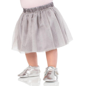 Silver Moccasins with Fringe & Laces | Baby Sizes 1 3 4 or 6