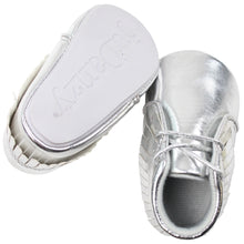 Silver Moccasins with Fringe & Laces | Baby Sizes 1 3 4 or 6